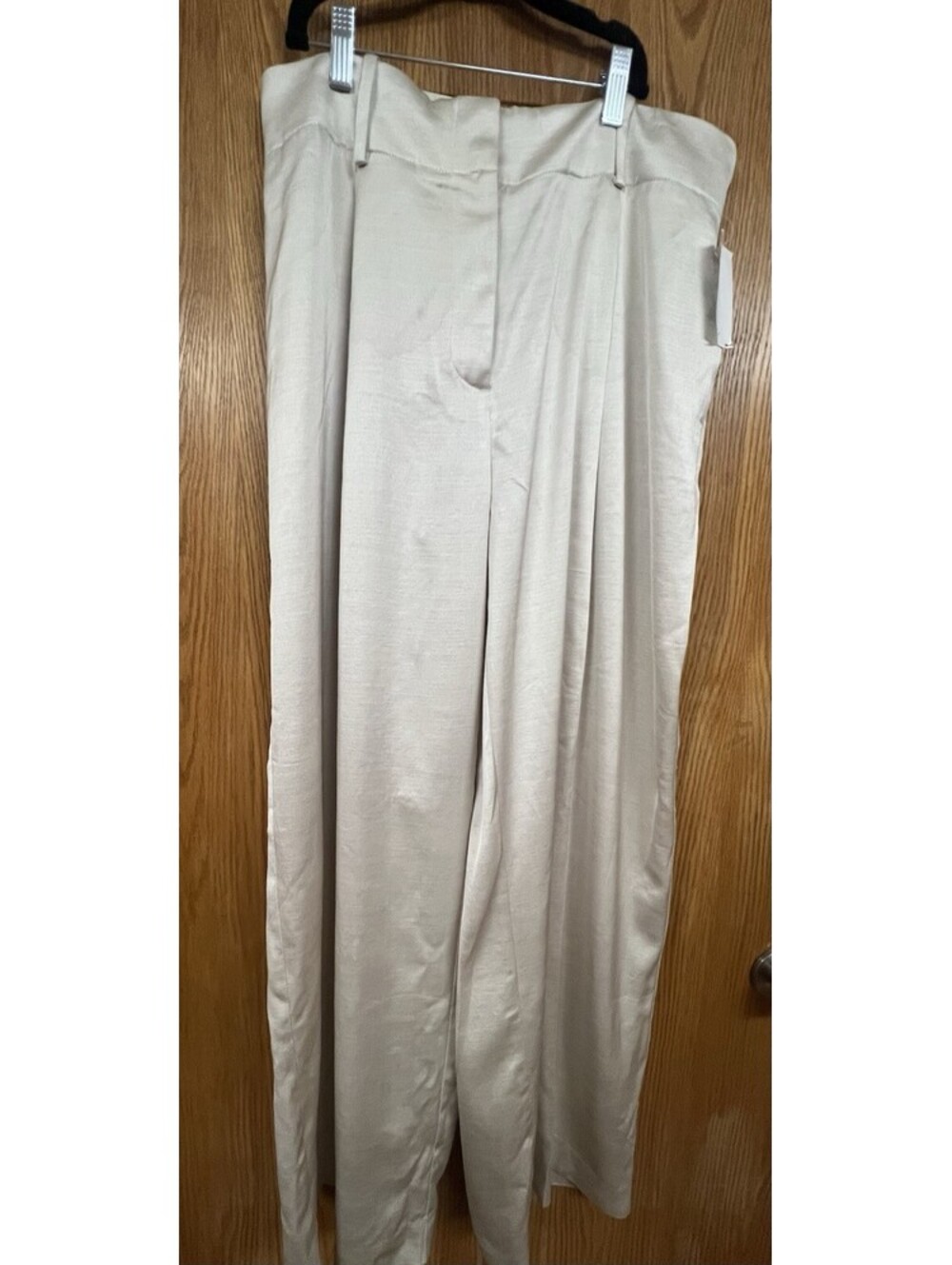 Reiss women's Isla Neutral Beige wide leg Trousers Pants - size 10